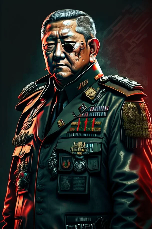 Susilo bambang Yudhoyono former president of Republic Indonesia in militiary cyberpunk style