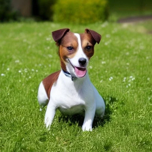 Portrait peint d'un Jack Russel dans un jardin