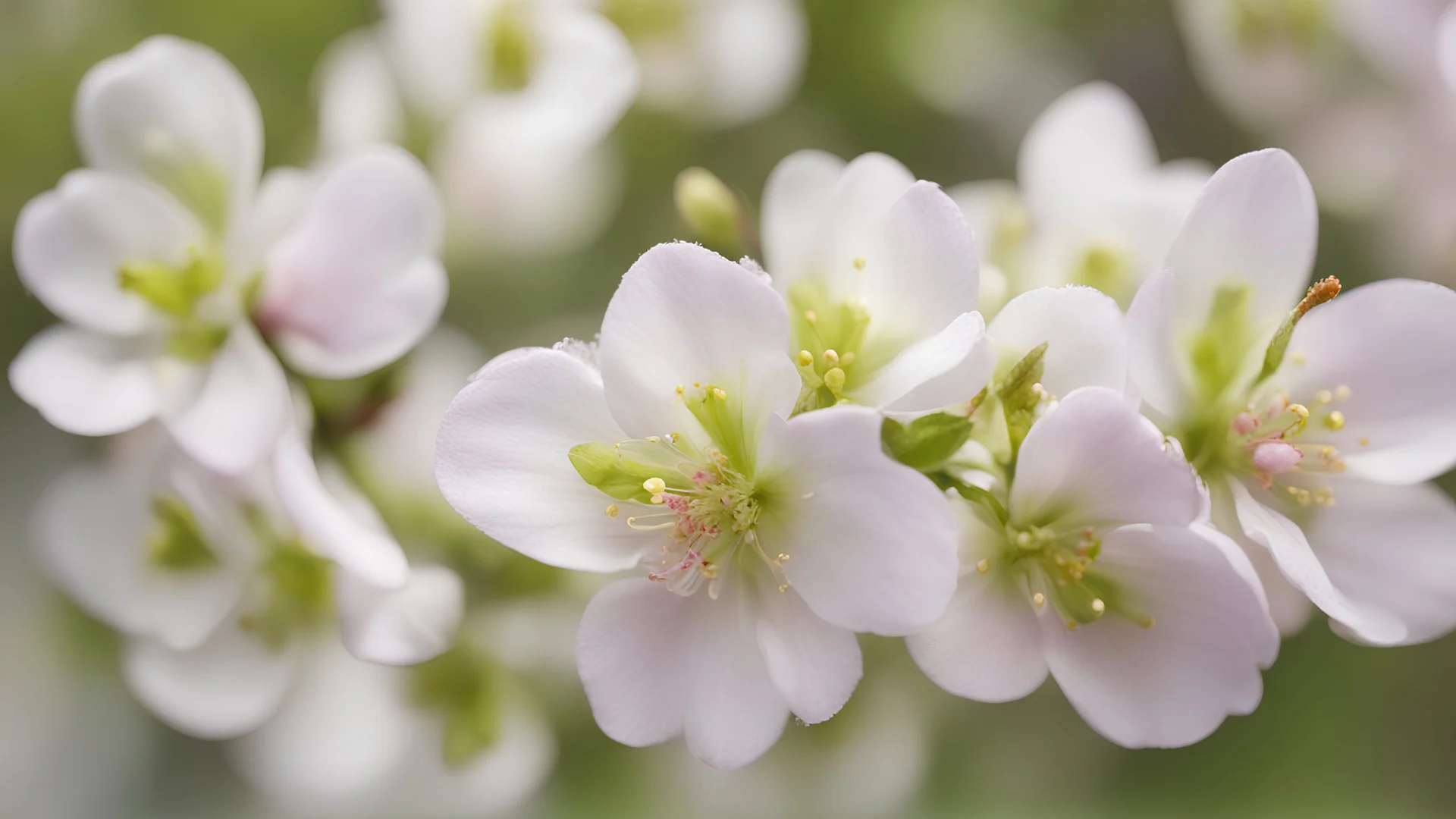 Apple blossoms, close-up, blurred background