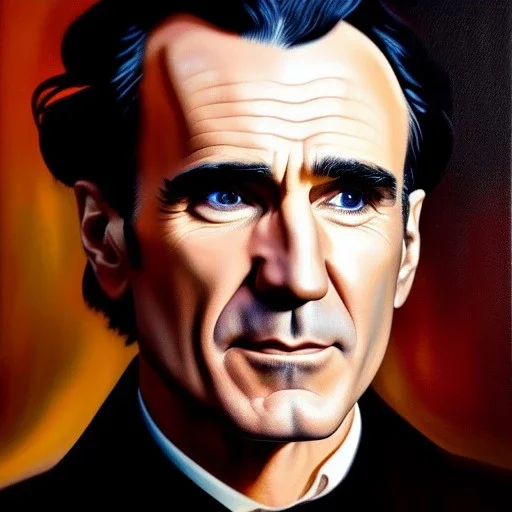 Ultra detailed fullbody Portrait in oil on canvas of Daniel Day-Lewis,extremely detailed digital painting, extremely detailed face, crystal clear eyes, mystical colors ,perfectly centered image, perfect composition, rim light, beautiful lighting,masterpiece ,16k, stunning scene, raytracing, anatomically correct, in the style of Simon Bisley and Seung Eun Kim and Steve Jung Jeehyung Lee and uncannyknack.