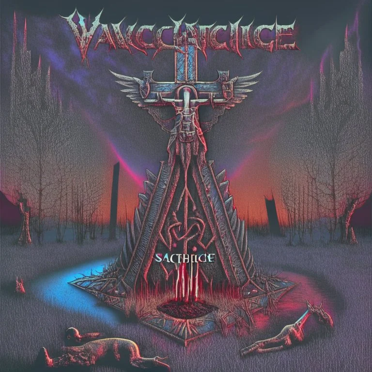 a heavy metal album cover virgin sacrifice dark colours