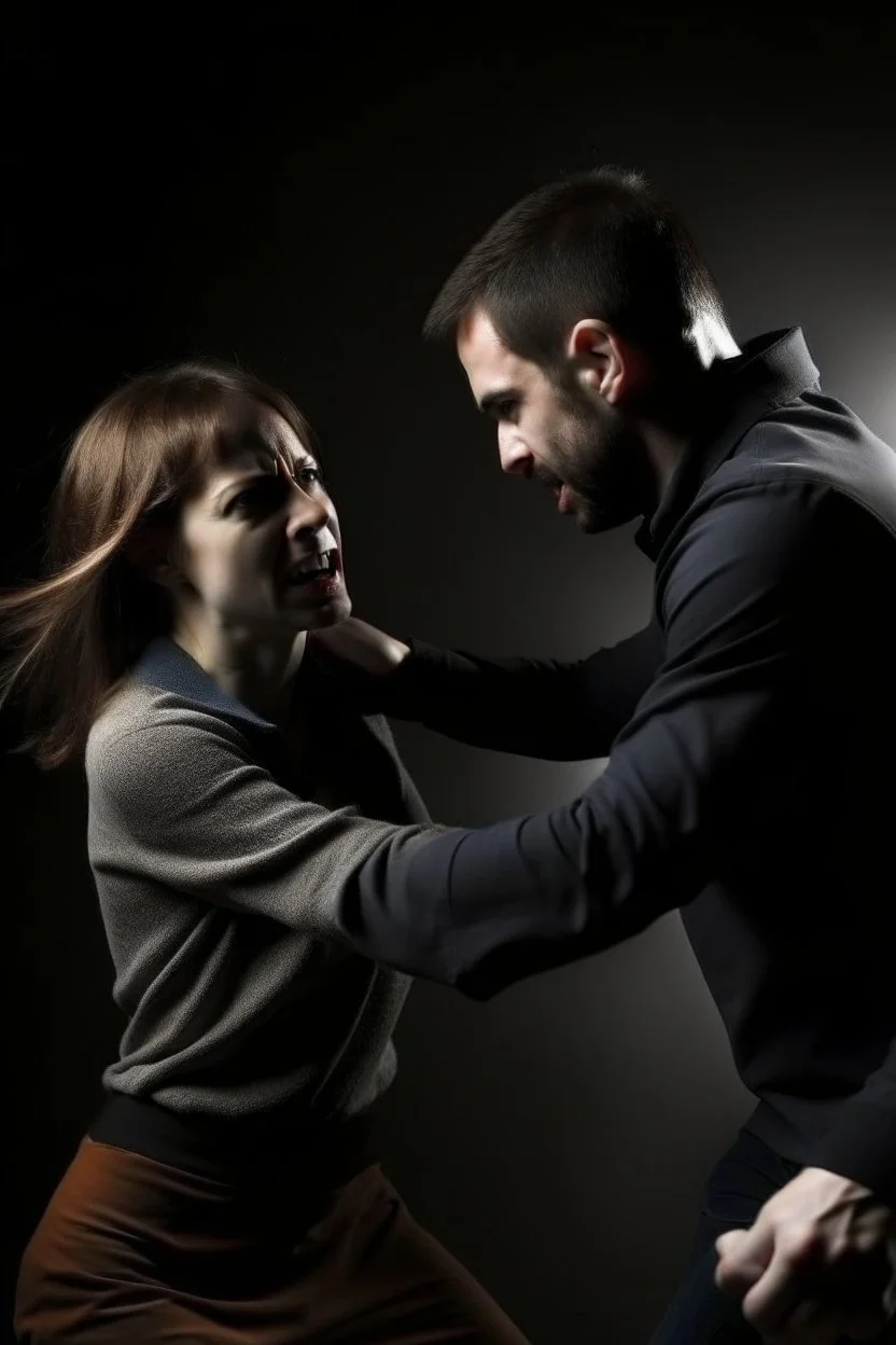 mental woman stabbing a man