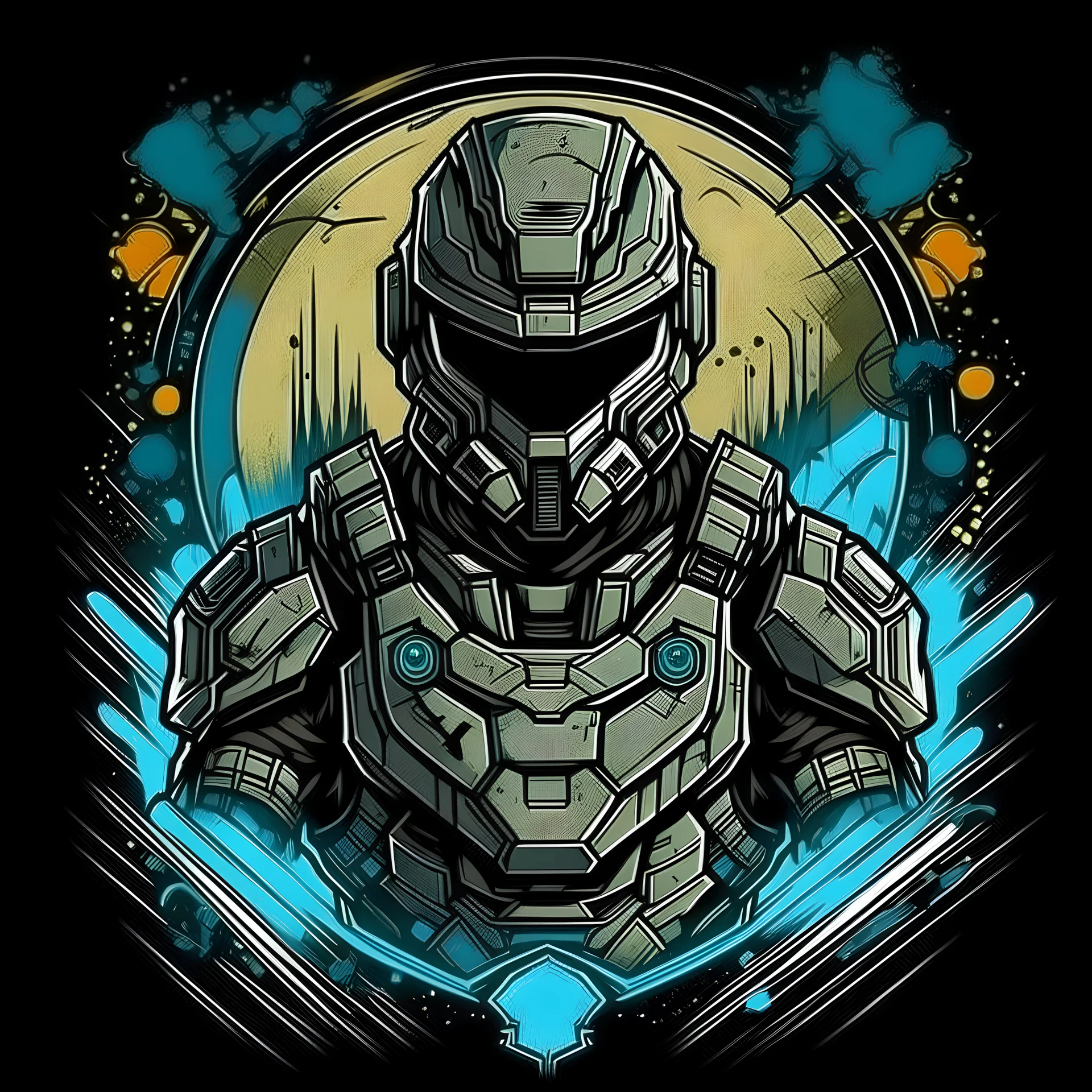make a design for a clean t shirt like a "halo t shirt"