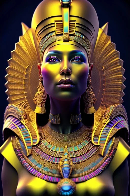 A beautiful portrait of Pharaonic queen , high key lighting, volumetric light high details psychedelic background