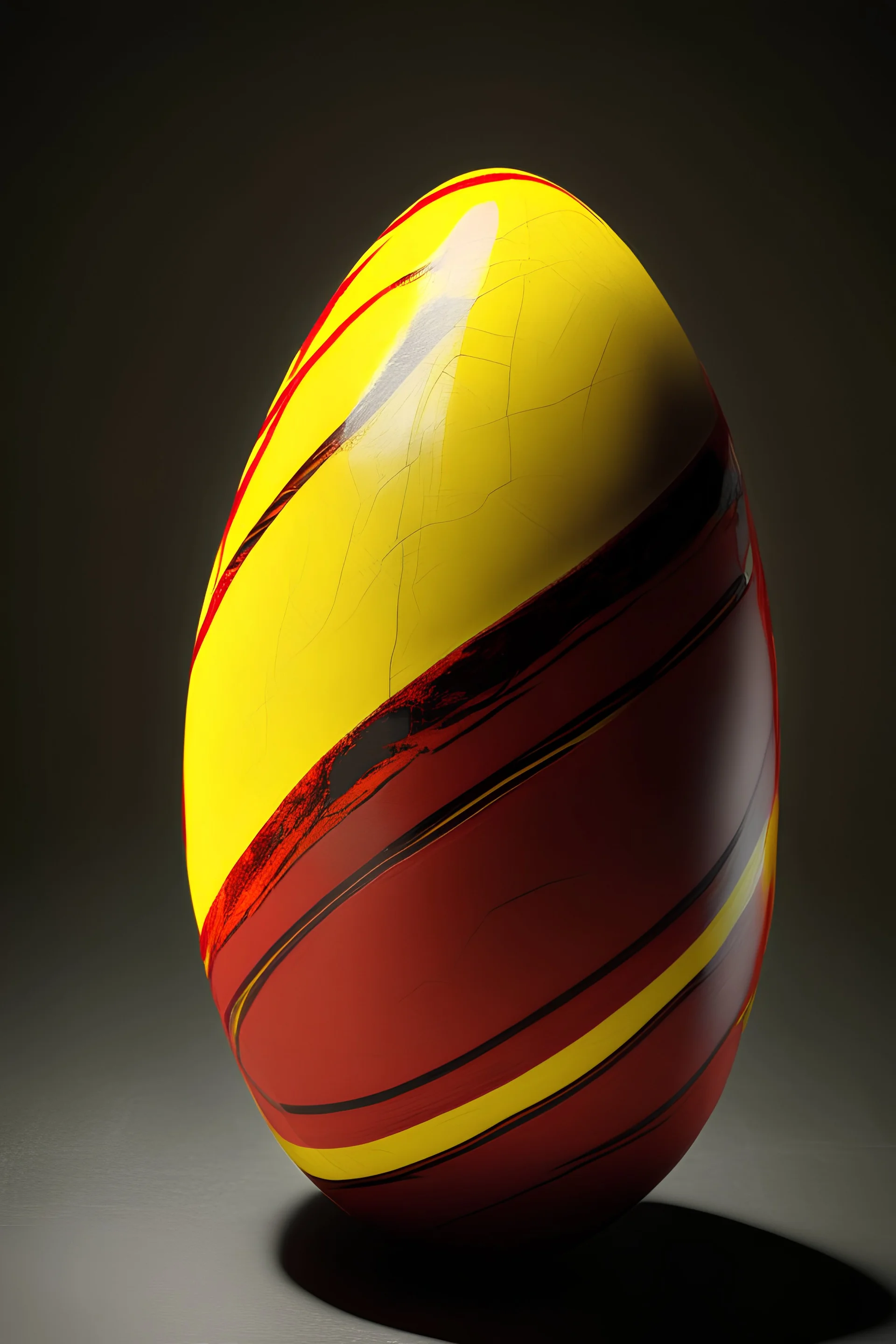 a Trasparent expensive red with yellow random lines egg stone