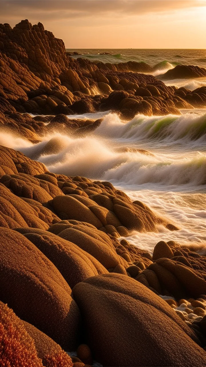 The rocky shorelines with their rugged and jagged nature captivate the senses with their dynamic and textured aesthetic as the waves of the vast and magnificent ocean crash against the rocky outcrops creating a symphony of sound and a spectacle of water spray that dances in the air while the sunlight gracefully kisses the jagged edges casting mesmerizing and ethereal reflections that shimmer and glisten like precious gems beckoning all who behold them to venture closer and explore the hidden won