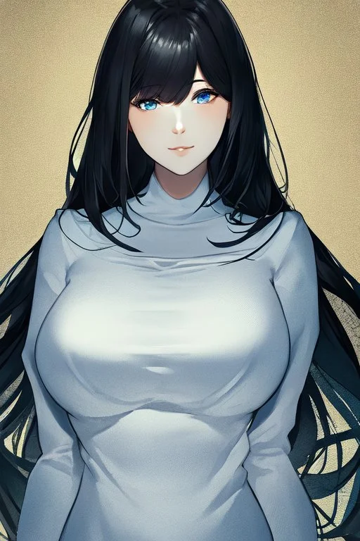 generate a realistic image of a skinny girl with white skin blue eyes and black hair