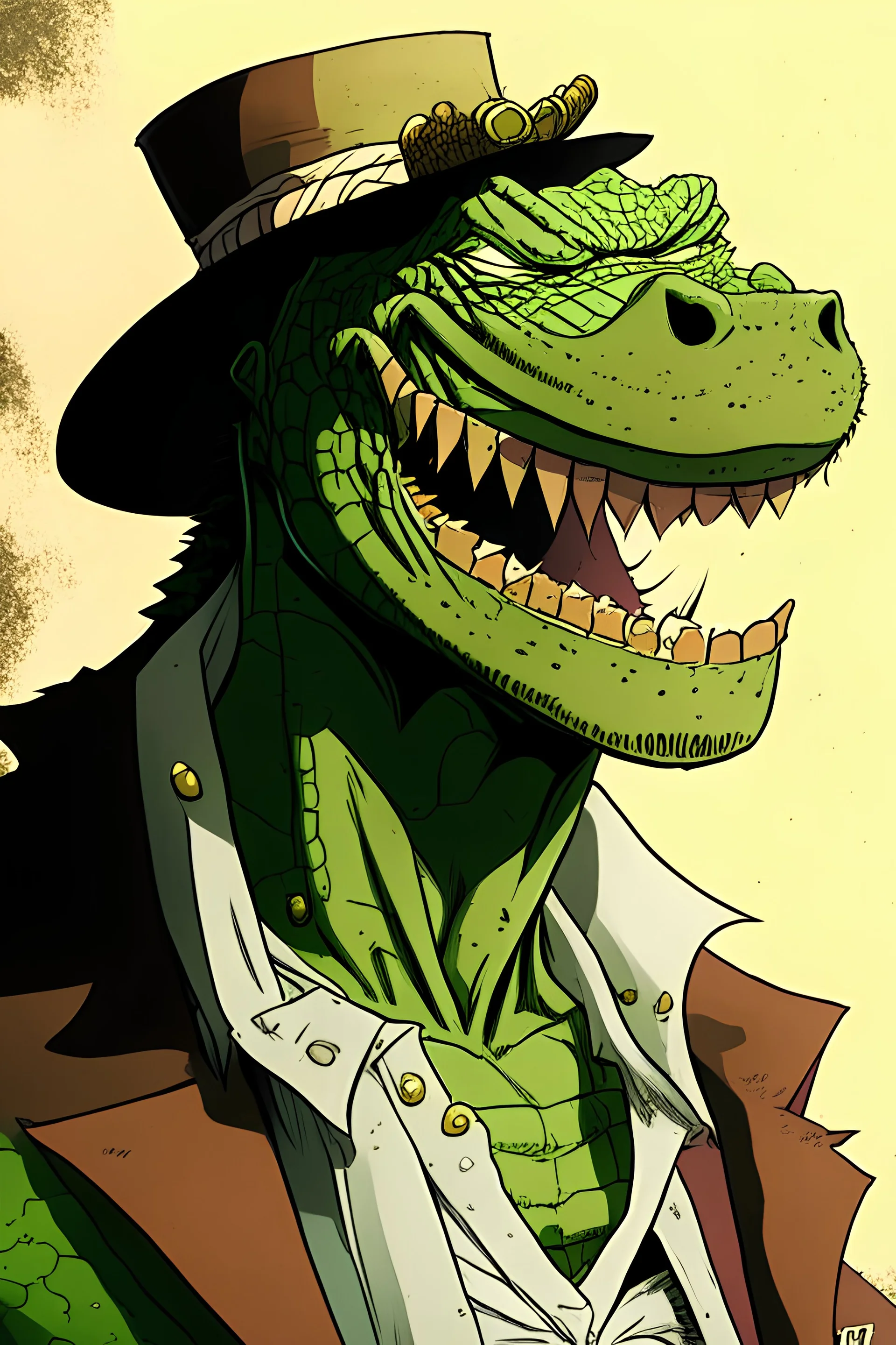 A comic portrait of D. Crocodile, caractere from One Piece