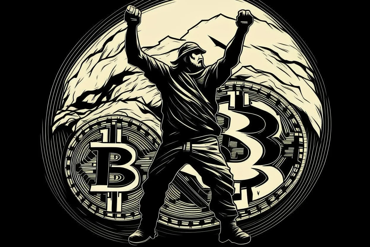 freedom fighter crypto degen bitcoin anarchist rising up