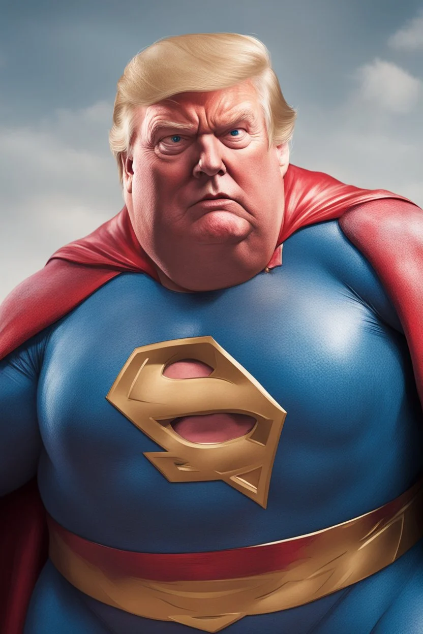 fat superman with donald trump's head