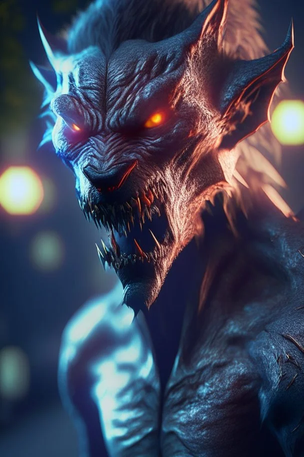 Vampire werewolf alien fused ,3d render, high details, high contrast, long explosure, hyper realistic, color grading, bokeh, unreal engine 5, 8k