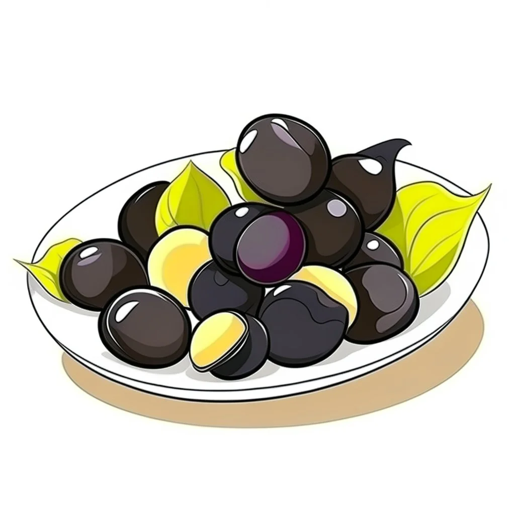 Cartoon illustration for children: dry prunes, white background