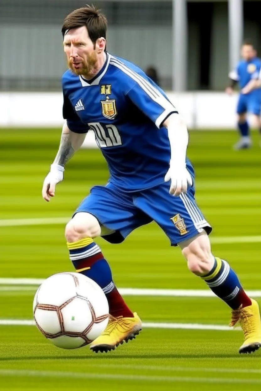 Messi playing American football with two legs