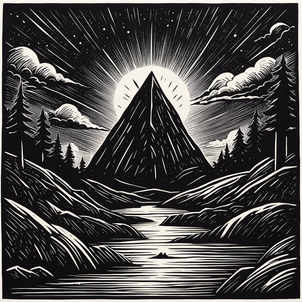 [in Linocut style] in the silence of static, secrets scream the loudest: The Signal's Warning