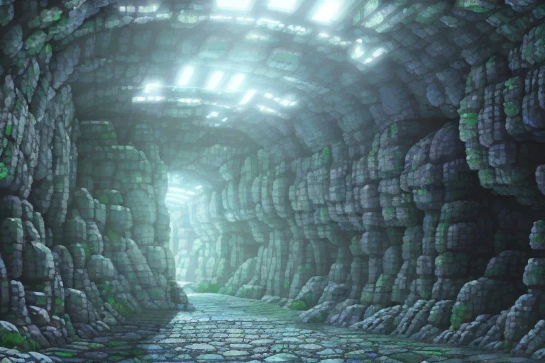 Underground village cave system, sci-fi