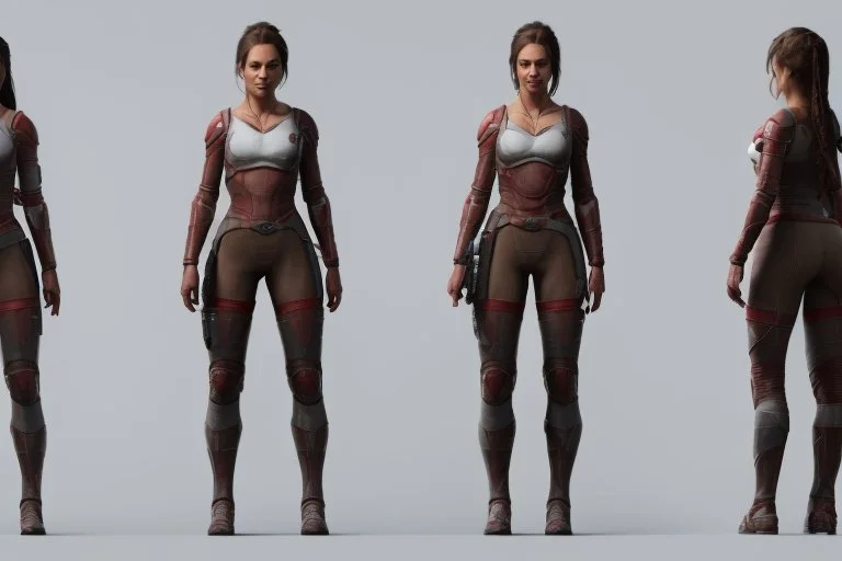 Female character full anatomy Proportions of the character the head-to-body ratio . Front, Side, and Back Views: Provide multiple views of the character, including front, side, and back mode sheet .stylized animation character 8k Art station.