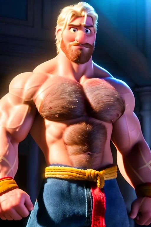 Ignore NSFW, teenager young rugged attractive slightly muscular fantasticly handsome blonde man, red briefs with yellow belt, hairy chest, (((visibly pisssing))) briefs, large erect visible boner peniss, photorealistic, artist Jay Anacleto, soft lighting, scruffy beard