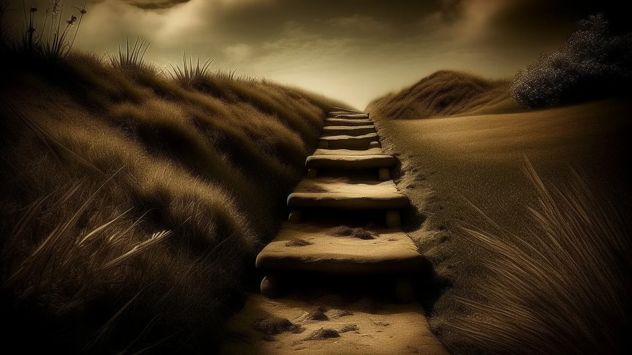 The echo of footsteps in a dreamlike passage.