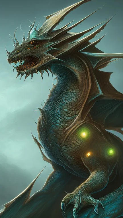 Un dra a cinq têtes de couleurs différentes