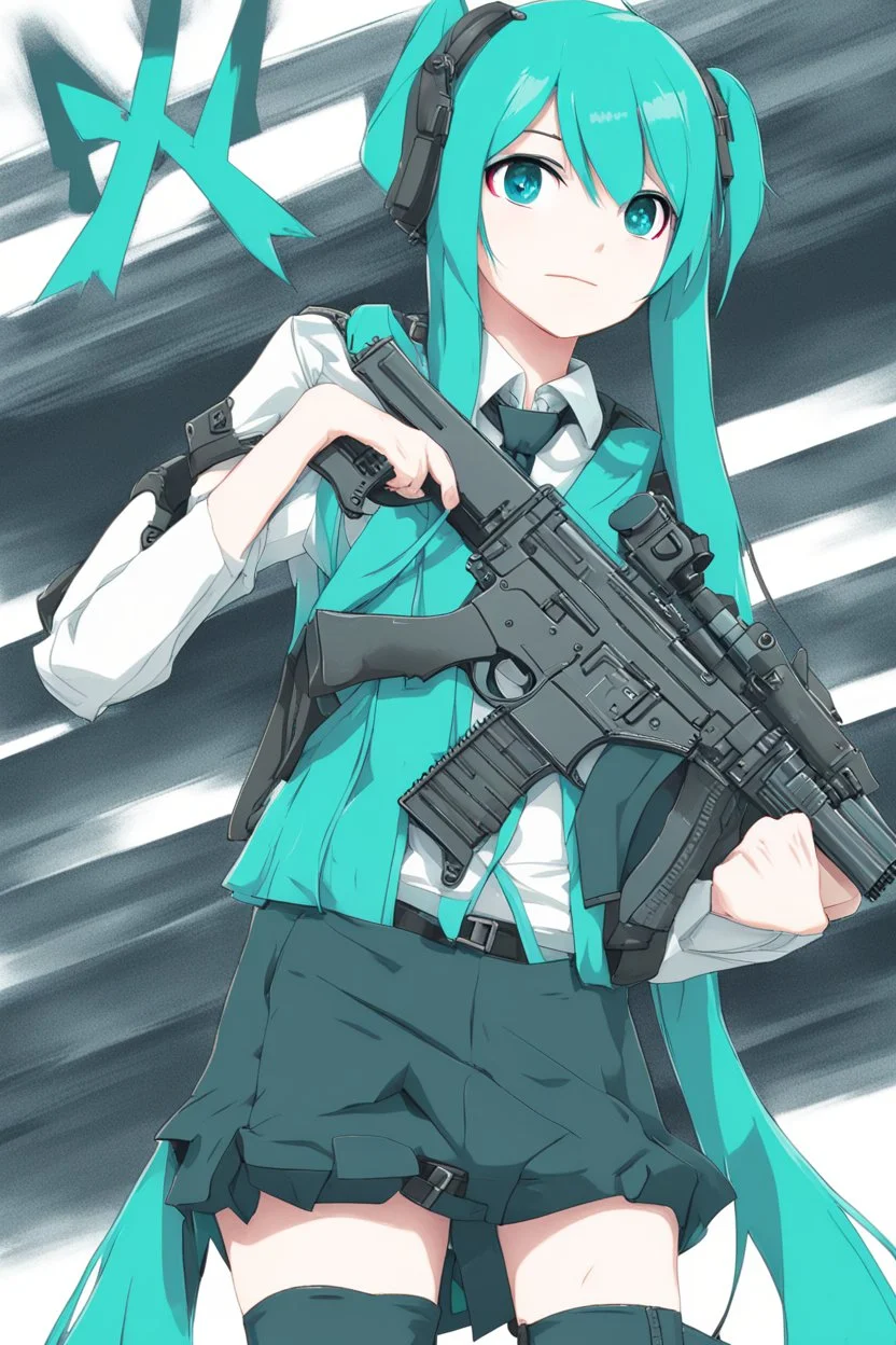 hatsune miku with a ak-47