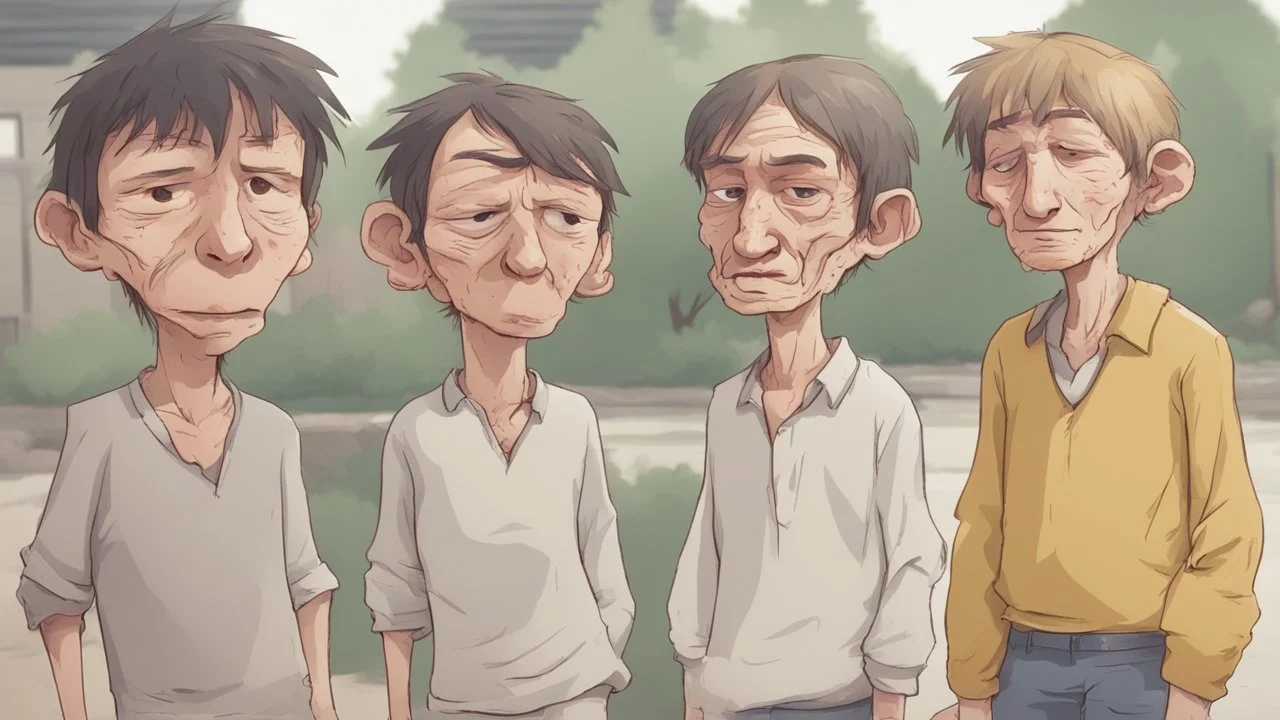 شخص جسمه عادي ووجه طولي ووضاصح عليه انو مسكين