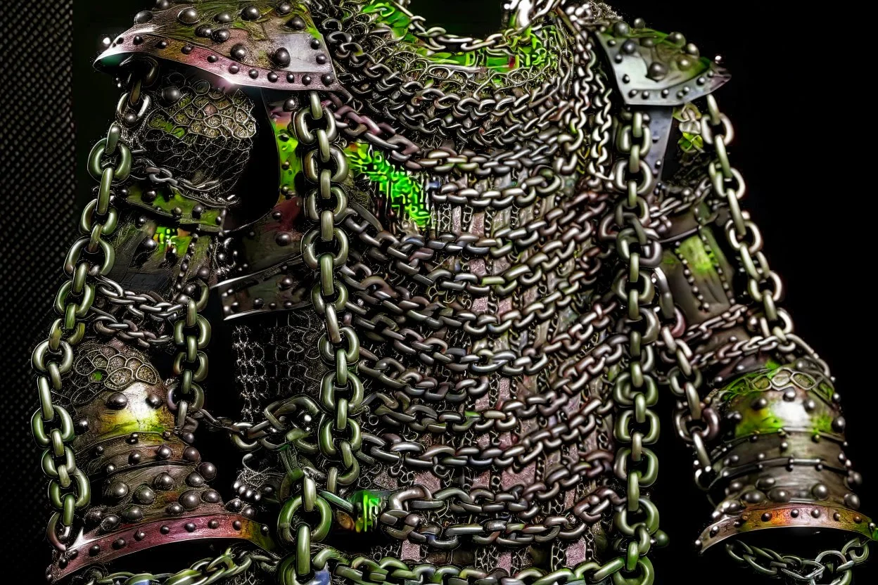 england medieval armour chains design front on shot facing camera