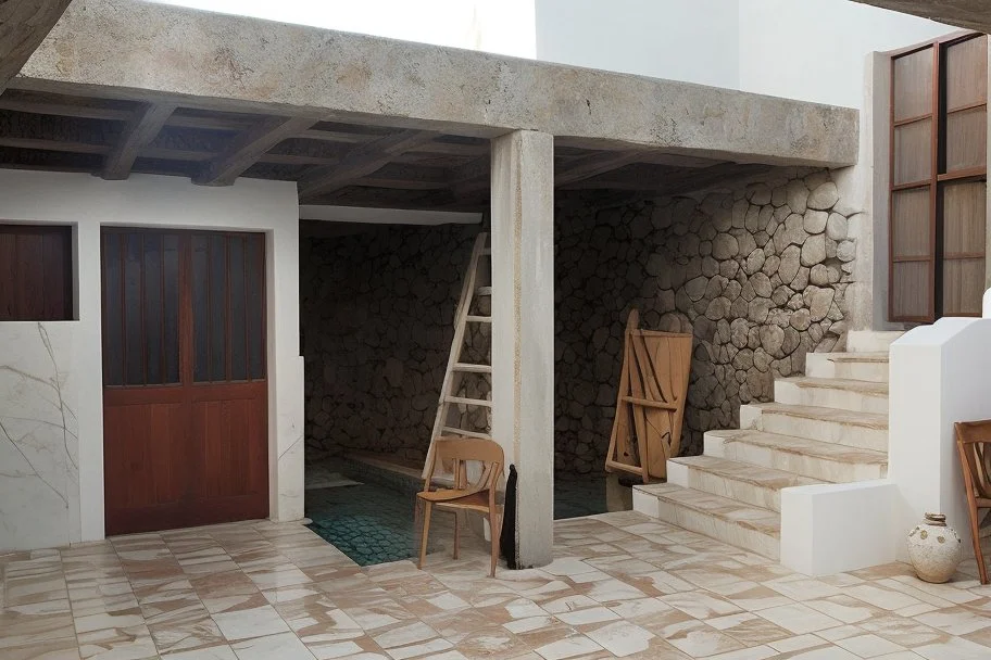 a swimming pool in the pateo of an Alentejo house with marble designed by zahad did