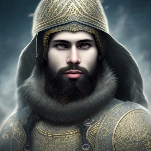 intense Muslim warrior portrait, cinematic lighting, detailed,4k, best quality, ultra HD, magical