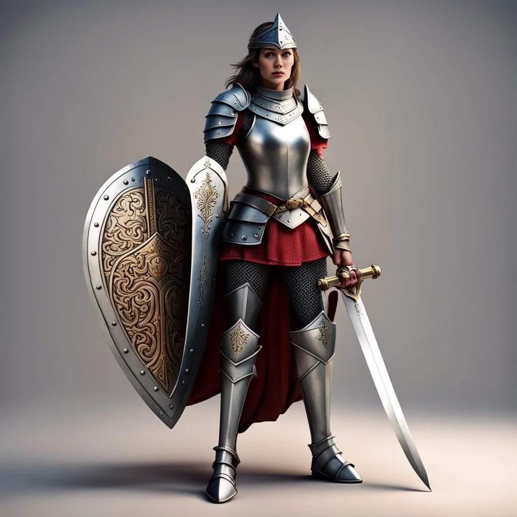 lady knight with sword and shield