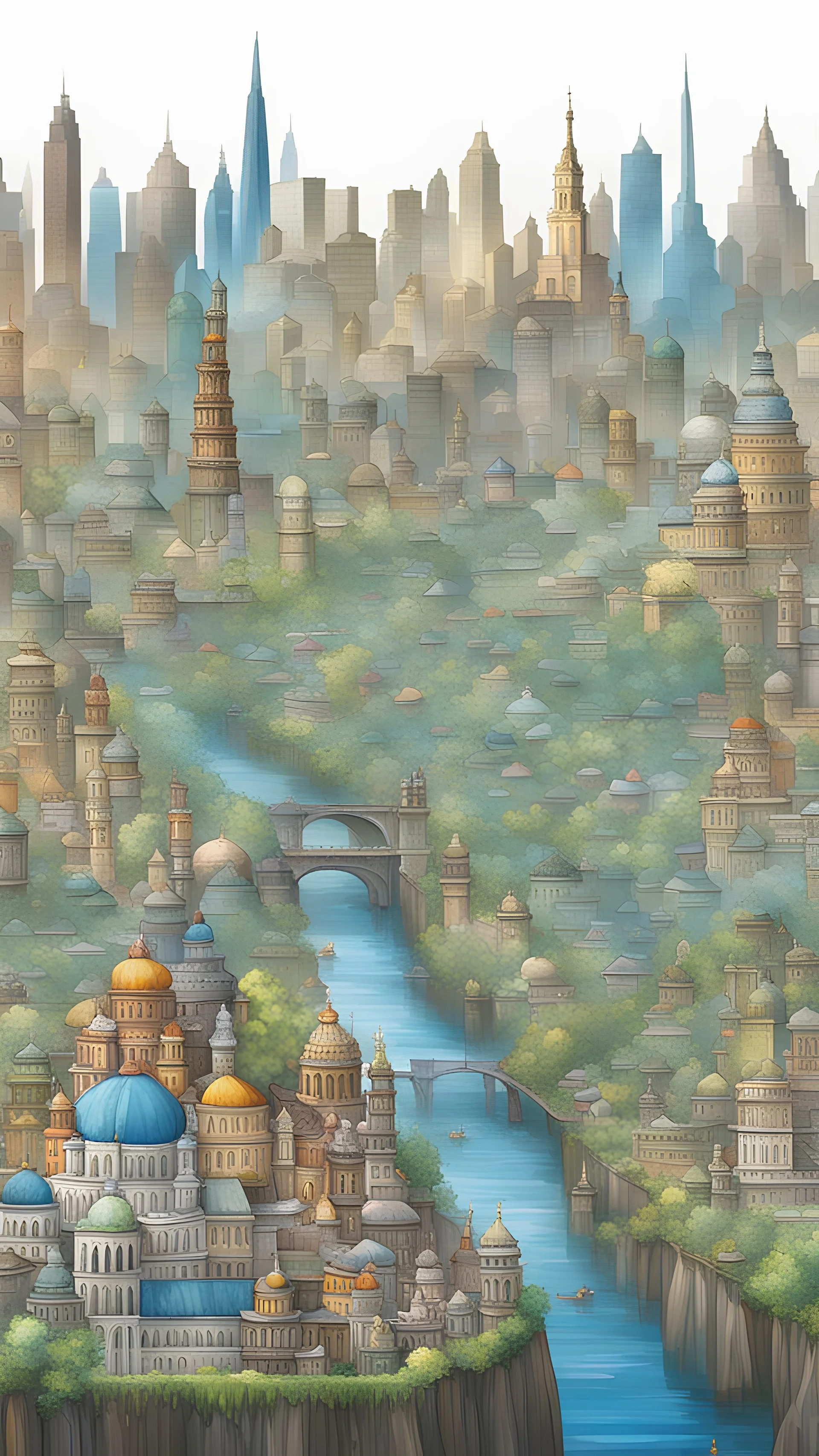 A cityscape made entirely from ananases