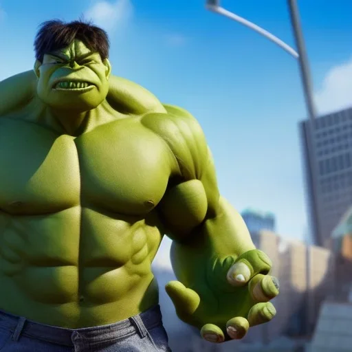 Chibi hulk, pixar 2022, modern Disney style, octane render, realistic, hyper detailed