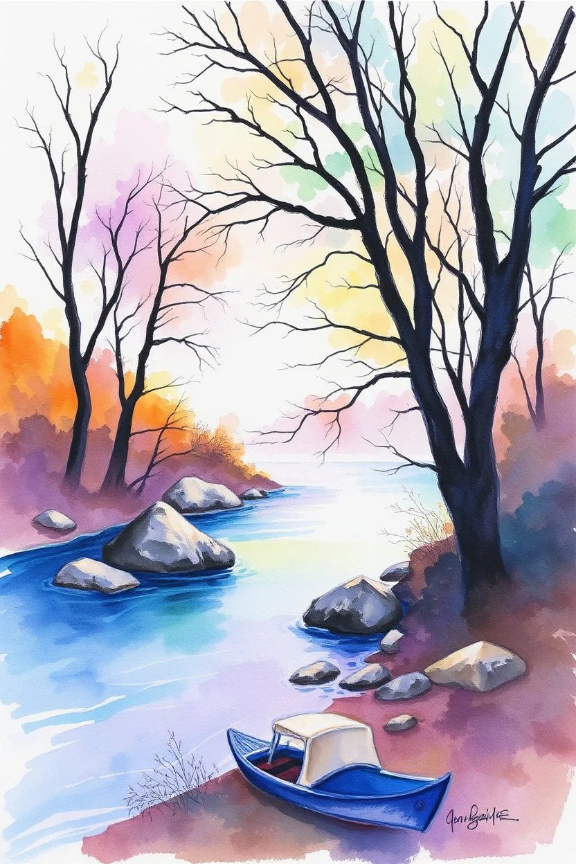 SKETCH WATERCOLOR PASTEL COLOURS - “The River of Dreams”