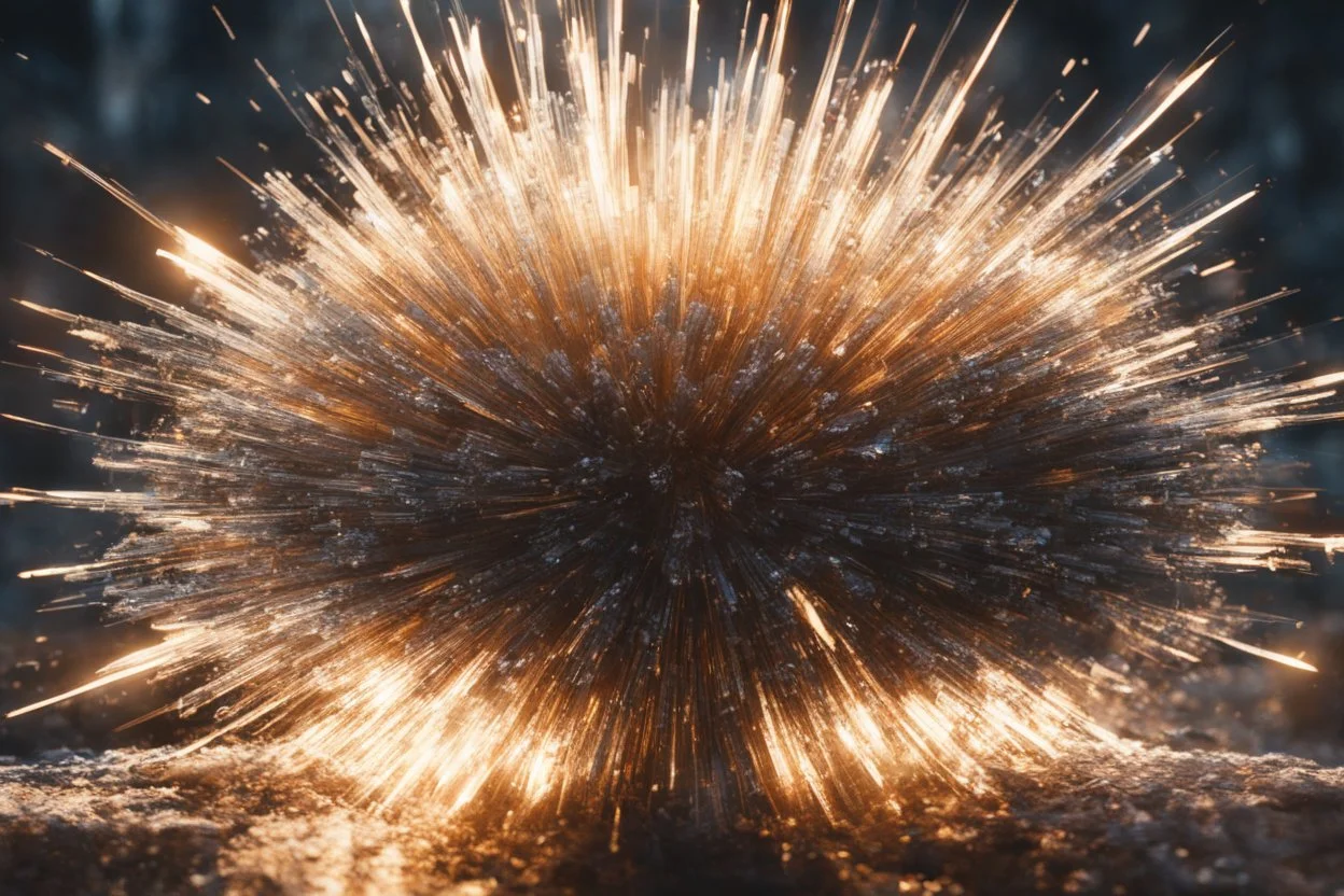 Atomic explosion, made of shatered glass, ULTRA REALISTIC, details, intricate detail, professional lighting, film lighting, 35mm, anamorphic, lightroom, cinematography, bokeh, lens flare, film grain, hdr10, 8k, Roger Deakins, incredibly detailed, reflect, sharpen