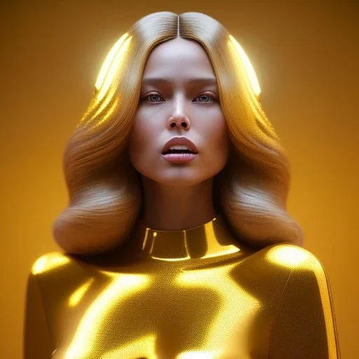 beautiful cosmic golden woman, long hair, nice smiling, magic glamour make up, delicate colors, beautiful glamour galactic golden dress, ultra sharp focus, 8k, unreal engine 5, extremely sharp detail, light effect, soft light atmosphere of a spaceship, smooth, full of details, face in front, complete vision of body