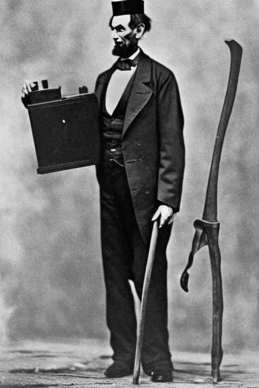 Abraham Lincoln holding a wooden stake walking stealthily vintage photography, beautiful, Tumblr aesthetic, retro vintage style, HD photography, hyperrealism