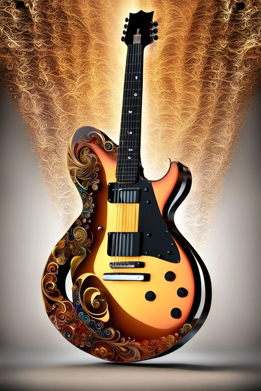 Guitar in Fractals 3D Metal Colors Crafts