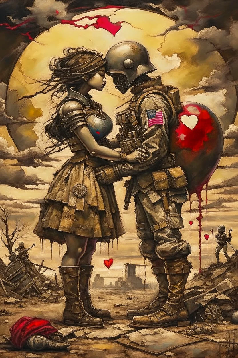 An art piece about love and war