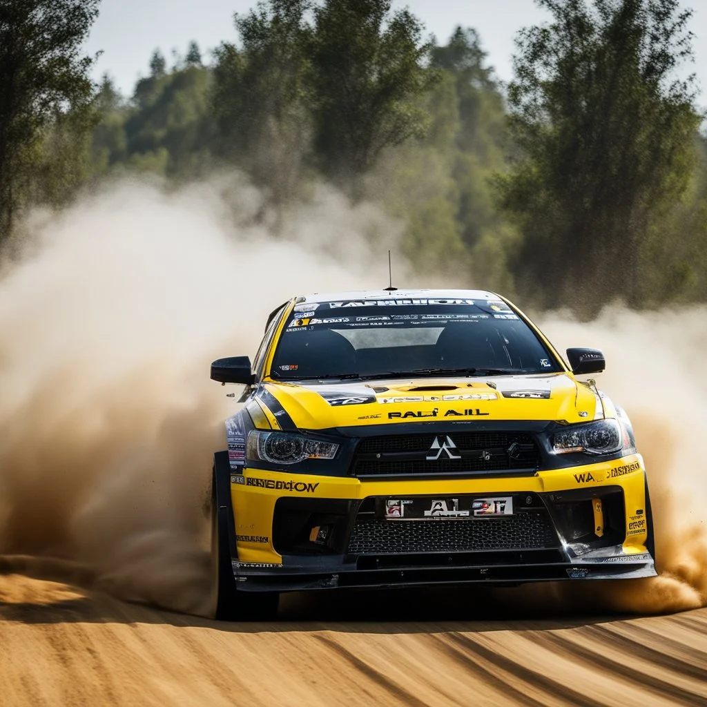 dramatic epic photography ralli art championship race, facing front sportcar the Mitsubishi Lancer Evolution Type 4 R sportcar,full sticker name DV race decorations,on the way high speed drifting and jumping,on on dune and watery spray and dirt roads forest