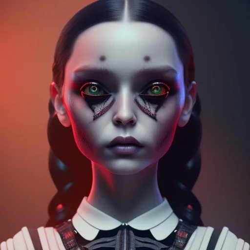 Wednesday Addams, Wednesday, soft goth lip, hyper detail, octane render, unreal engine 5, photorealistic, 8k resulation