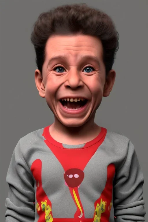 Cosmo kramer toddler, smile, full body, hyper realistic