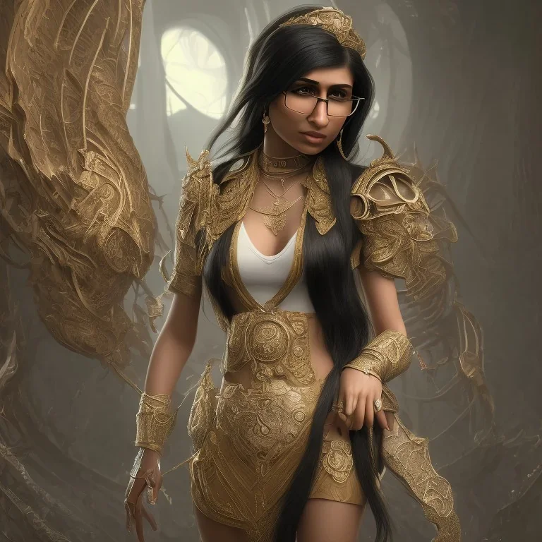 mia khalifa, long black hair, perception of mortality, loose morals, angry at society, disappointed by life, Unreal Engine 5, highly detailed, highest quality, digital painting, complex 3d render, unreal engine render, insane detail, intricate photograph quality, magnificent, majestic, highly intricate, Realistic photography, grand hall, wicked throne, holding scepter, crown of barbwire, dark color palette, metallic, highly detailed, highest quality, digital painting