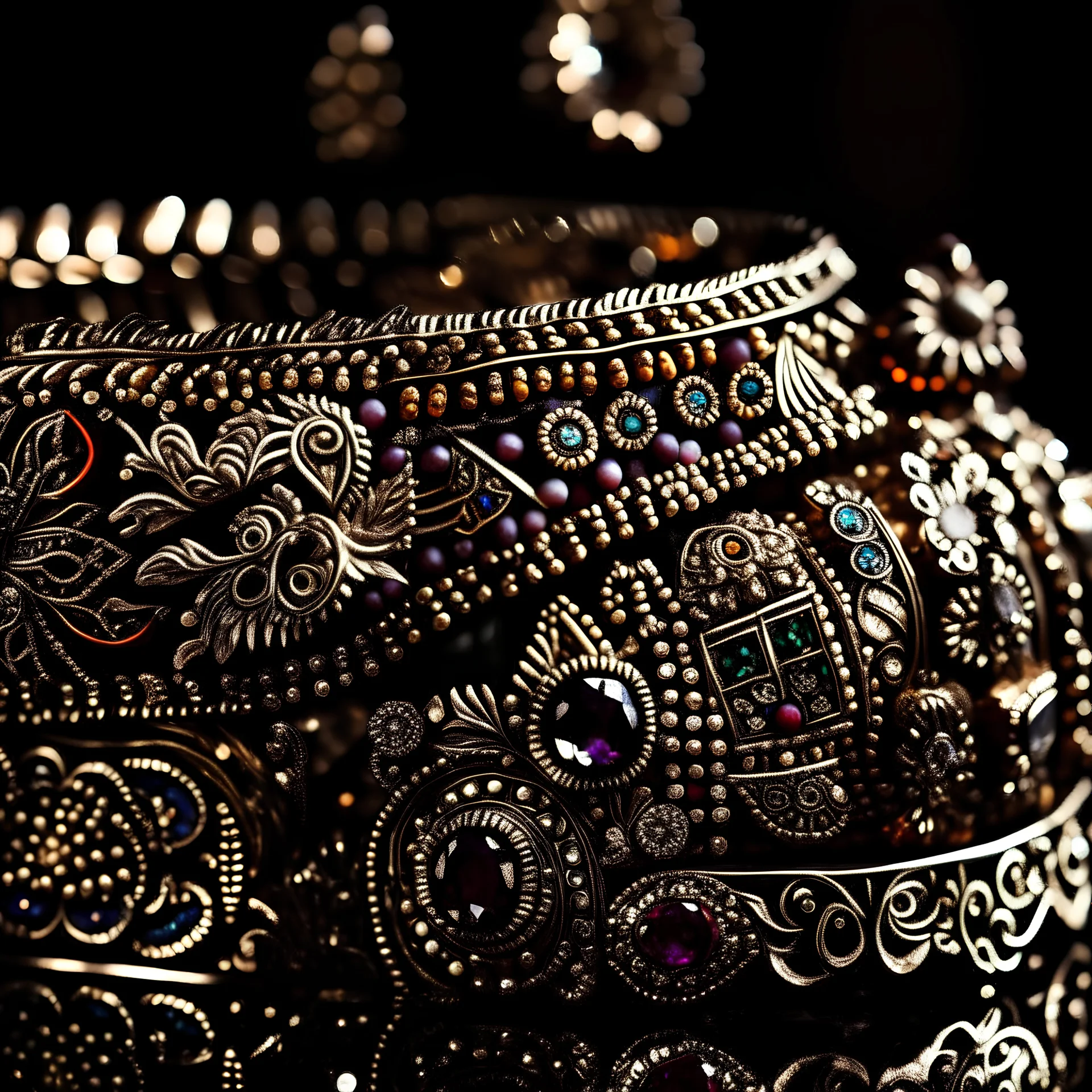 A stunning macro photograph of a collection of beautifully ornate bangles