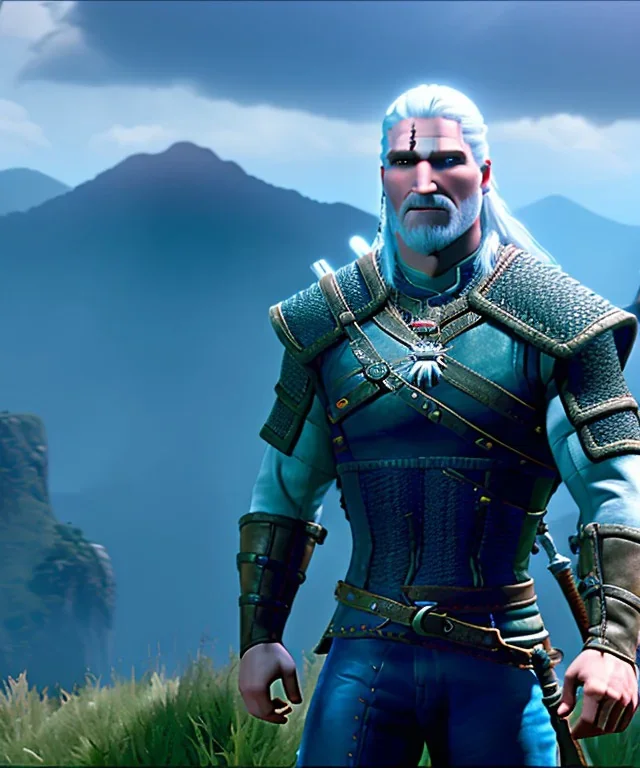 The Witcher, Geralt of rivia, full body, dramatic lighting, hyper realistic, unreal engine 5