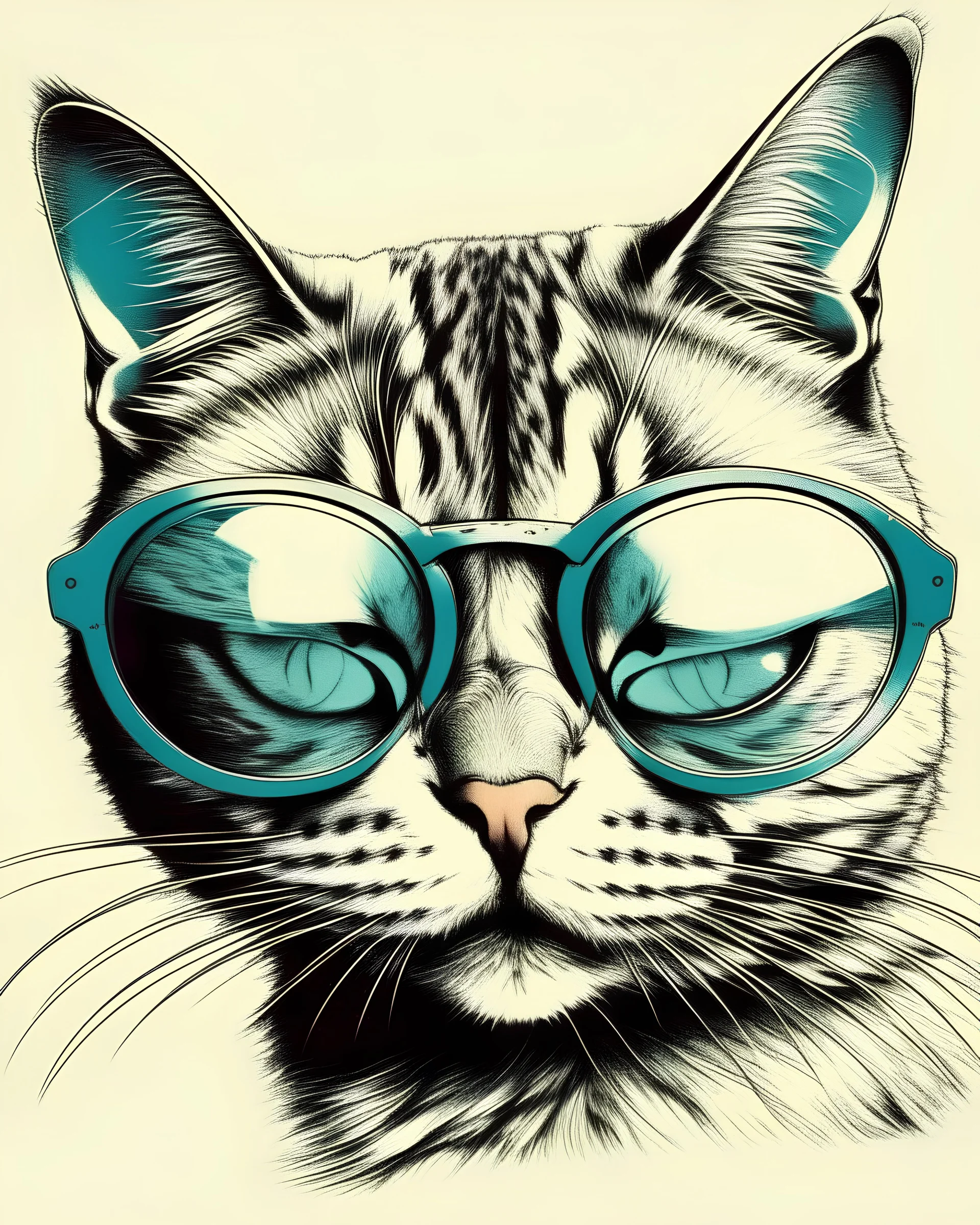 Art illustration cat sunglasses