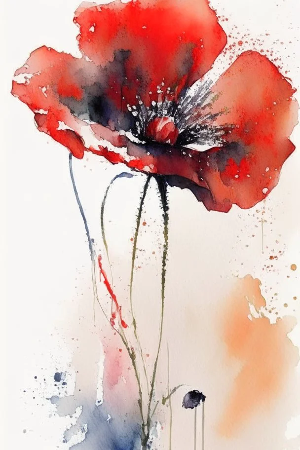 abstract watercolour poppy in the style of jean haines