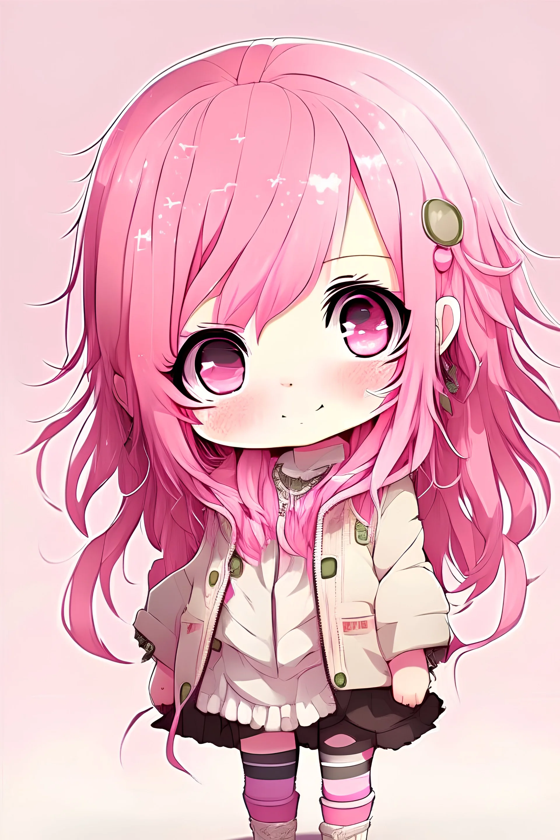 Cute chibi girl with pink hair