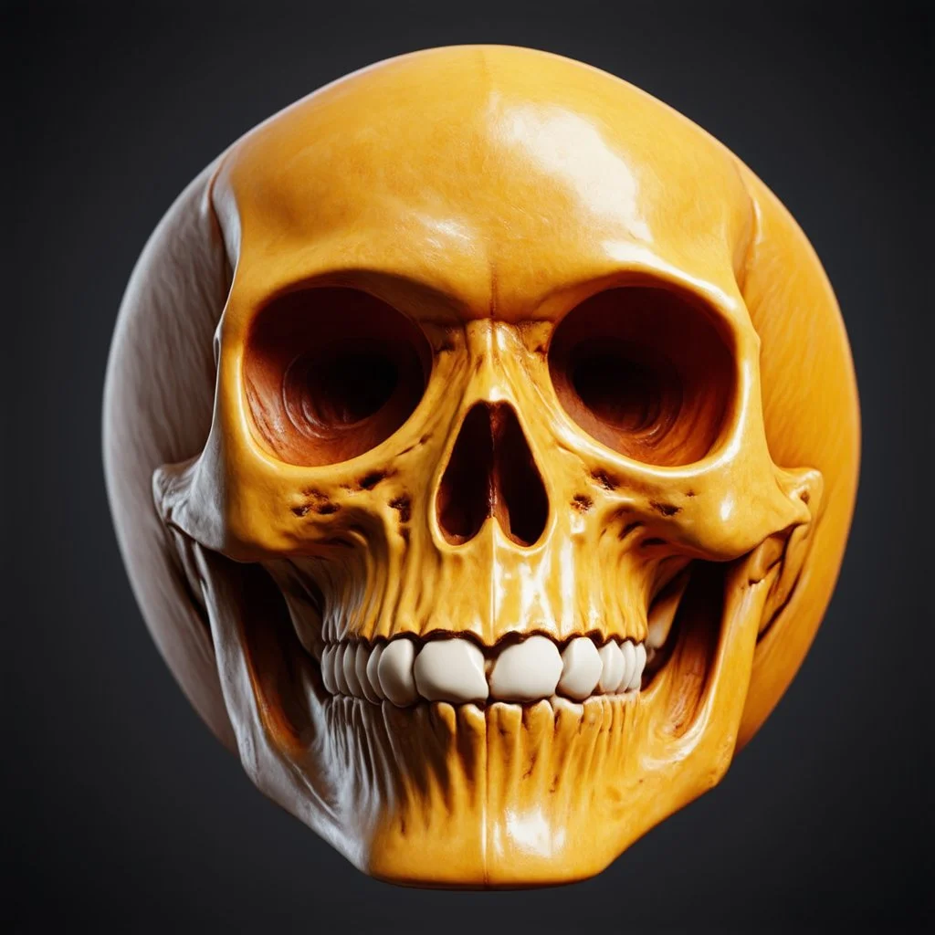 ANATOMICALLY CORRECT digital photograph of the SKULL OF A freshly skinned SMILEY FACE with fine line, highly detailed, high resolution, 8k 3d, vray, horrorcore, photorealisitc, awardwinning,