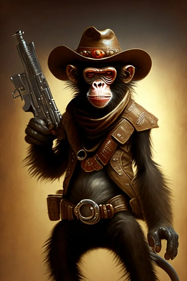 bounty hunter monkey cowboy with pistols