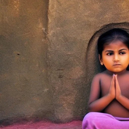 beautifull cuite indian child in meditation