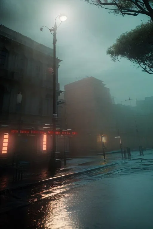 photo of a ultra realistic rain streak of lighting, dramatic light, pale sunrise, cinematic lighting, battered, low angle, trending on artstation, 4k, hyper realistic, focused, extreme details, unreal engine 5, cinematic, masterpiece, art by studio ghibli, intricate artwork by john william turner